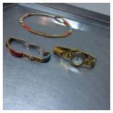 Gold-Tone Watch, Bracelet, and Necklace Set