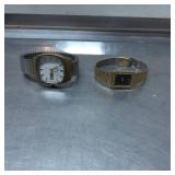 Two Analog Wristwatches with Metal Bands