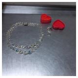 Jewelry Set With Necklace and Two Earrings in Red