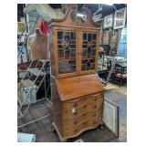 Chippendale-Style Secretary Desk with Glass-Front
