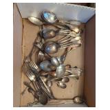 Silver-Plated Utensils Including Forks, Spoons, an