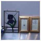 Framed Stained Glass Panel and Pair of Framed Bota