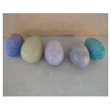 Five Polished Stone Egg Sculptures