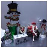 Holiday-Themed Decoration Lot Including Santa Figu