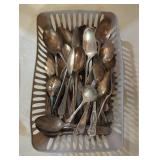 Silver-Plated Spoons in Plastic Basket