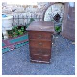 Wooden Chest of Drawers on Casters With Four Drawe