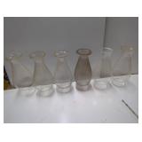 Six Clear Glass Oil Lamp Chimneys, 8.5 Inches Tall