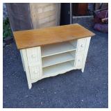 Painted Wooden Sideboard With Drawers and Shelves
