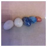 Five Polished Stone Eggs in Varied Colors