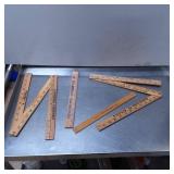 Four Vintage Wooden Yard Sticks