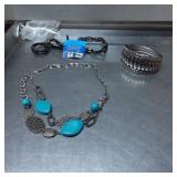 Magnetic Beaded Strand, Necklace with Turquoise Ac