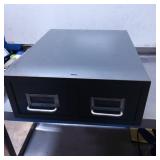 Grey Metal Two-Drawer Filing Cabinet With Pull Han