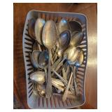 Silver-Plated Spoons in Plastic Tray