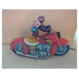 Tin Toy Monkey Riding Motorcycle, 10 1/2 Inches