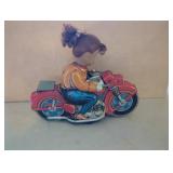 9.5-Inch Tin Toy Motorcycle with Doll Rider