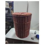 Wicker Basket with Lid, 27 in Tall and 20.5 in Dia