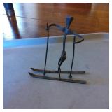 Handmade Metal Skiing Figure Sculpture