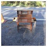 Wooden Writing Desk with Storage Shelves and Mirro