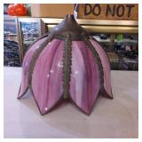 Pink and Bronze Floral Design Lamp Shade with Leaf