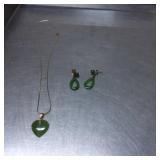 Sterling Necklace with Pendant and Matching Earrin