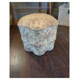Floral Upholstered Footstool, 12 in Tall, 13 in Di