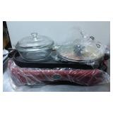 Electric Grill With Glass Lid Casserole and Frying