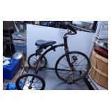 Vintage Metal Tricycle with Black Seat and Pedals