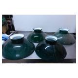 Four Green Glass Industrial Light Shades