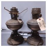 Brass Oil Lamps with Electrified Conversion