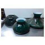 Three Green Glass Lamp Shades