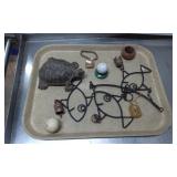 Decorative Items Including Turtle Figurine and Wir