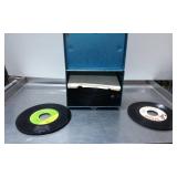 Vintage Blue Metal 45 RPM Record Carrying Case Wit