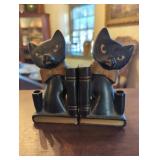 6.5-Inch Ceramic Black Cat Bookends Marked ï¿½Japanï¿½