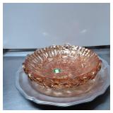 Decorative Pink Glass Bowls with Silvertone Base P