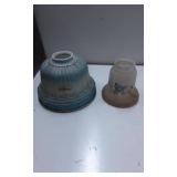 Two Decorative Glass Light Shades with Floral Moti