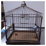 Metal Bird Cage with Dome Top and Wooden Base