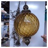 Amber Glass Hanging Light Fixture with Chain and M