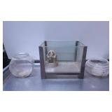 Three Glass Fish Tanks with Ornament