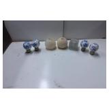 Blue and White Ceramic Curtain Ends and White Ston