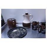 West Virginia-Themed Pottery and Metal Tray