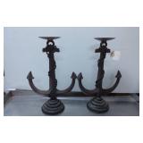Cast Iron Anchor-Shaped Candle Holders