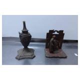 Cast Metal Decorative Lamp and Figurine with Base