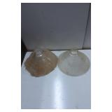 Ribbed Glass Light Shades with One Wrapped in Plas