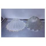 Two Clear and Frosted Ribbed Glass Light Shades