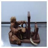 Figurine of Woman at Loom with Wooden Base