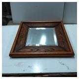 Square Wooden Framed Mirror with Oak Finish