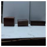Three Wooden Boxes with Keyholes and Hinges