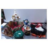 Christmas Decorations Including Santa, Snowman, an