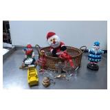 Christmas Decorations with Wicker Basket