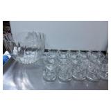 Clear Glass Punch Bowl Set with 20 Cups